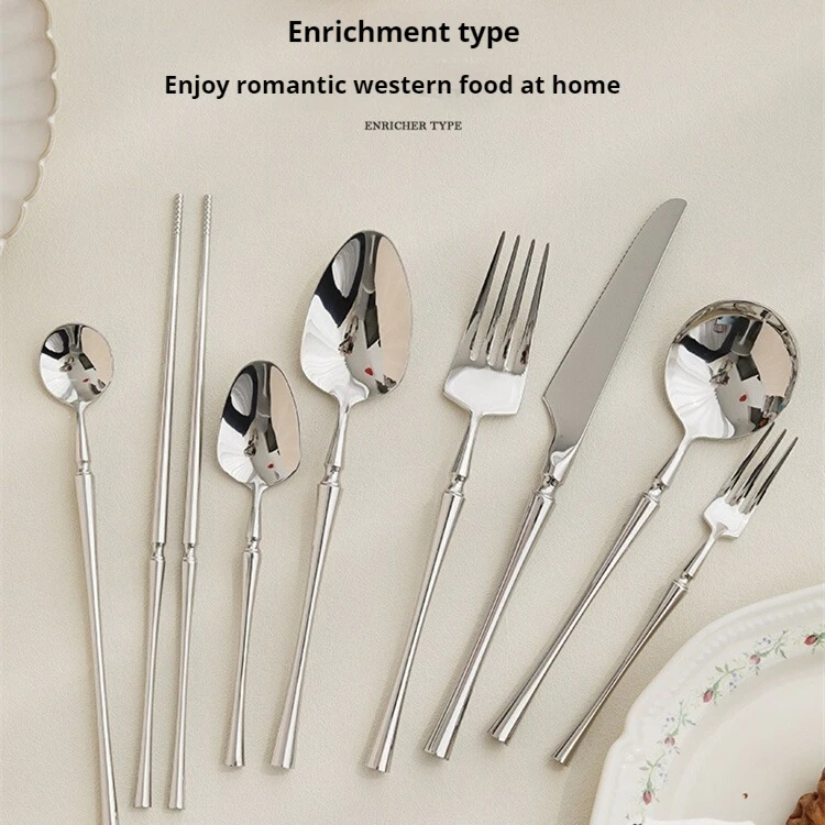 

304 Stainless Steel Beef Knife and Fork Set, Small Waist, French Knife and Fork Spoon, Western Tableware, Dessert Spoon