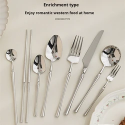 304 Stainless Steel Beef Knife and Fork Set, Small Waist, French Knife and Fork Spoon, Western Tableware, Dessert Spoon