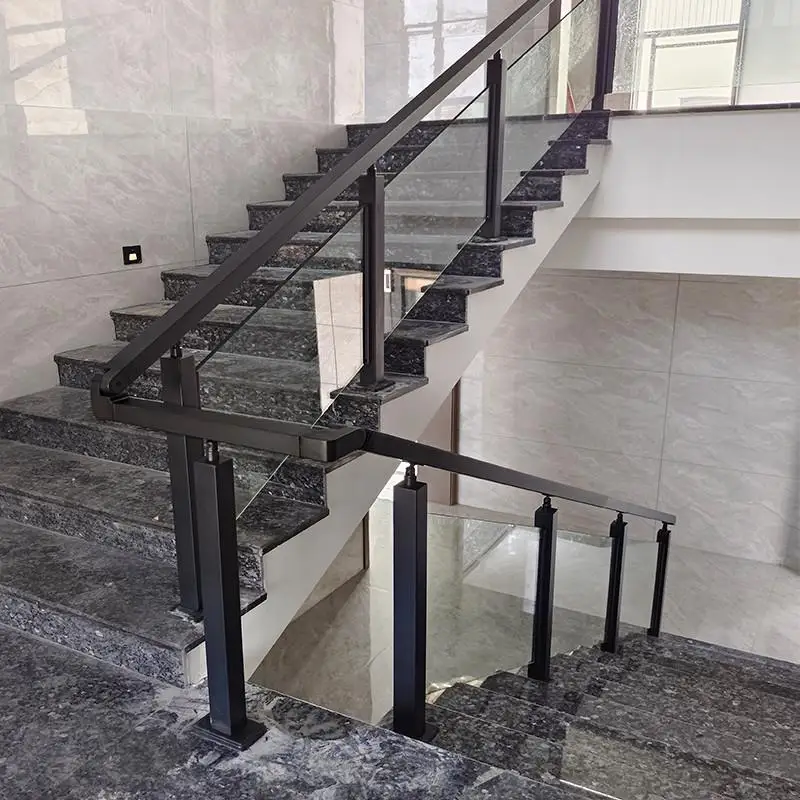 Tempered glass stair handrail guardrail Indoor household simple stainless steel handrail villa balcony fence