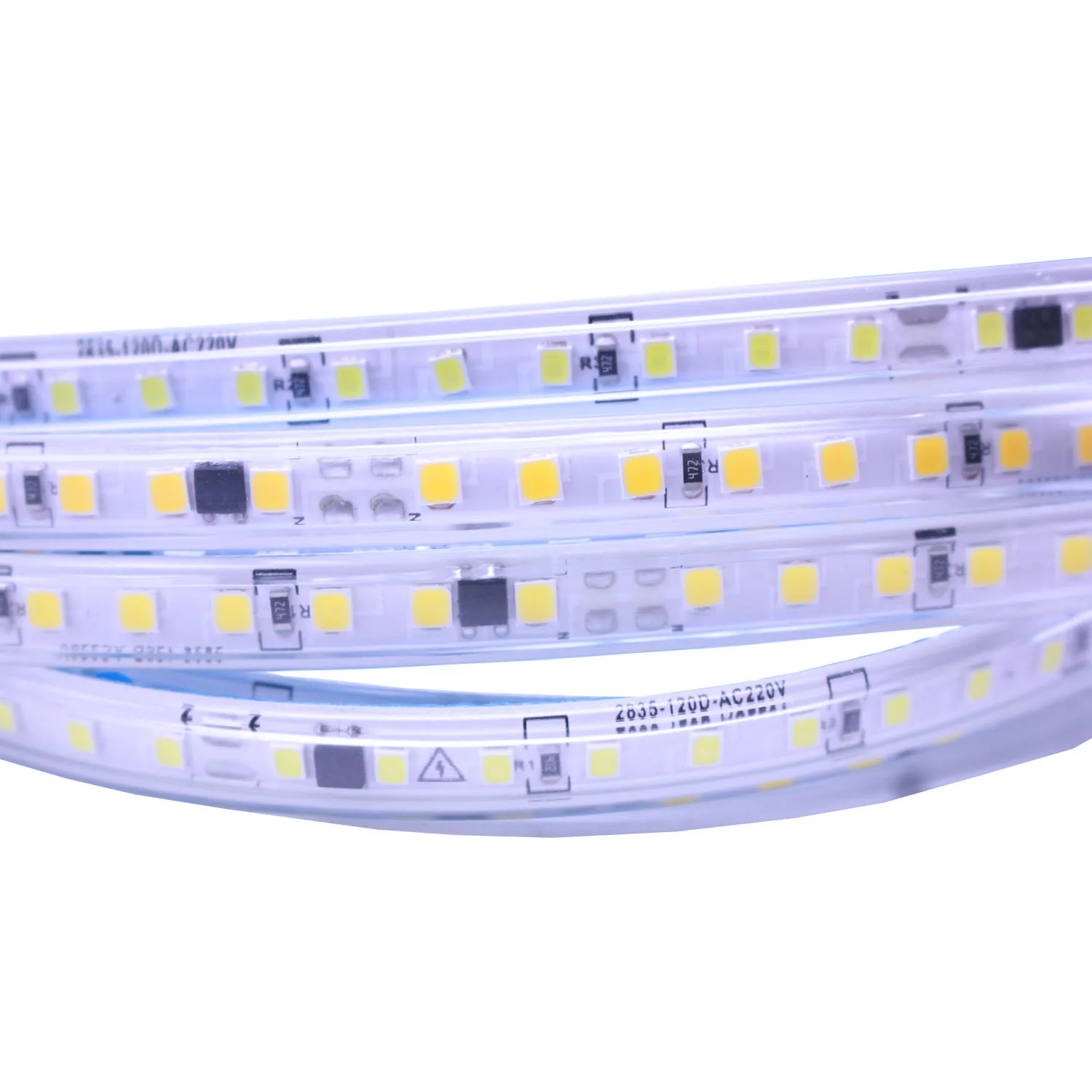 1/2/3/5/6/7/10/15/20M AC220v 230v 2835 led 스트립 조명 120led/m ic ip68 방수 장식 4000k 흰색/따뜻한 흰색 문자열