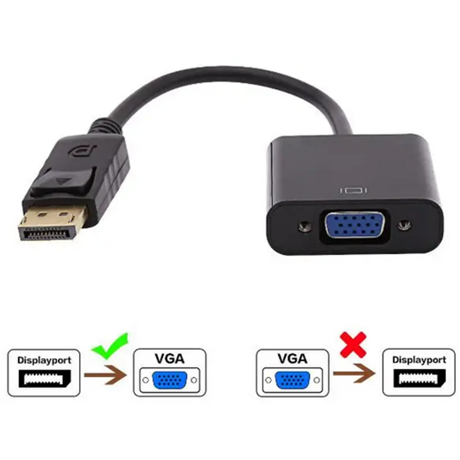 DP to VGA Adapter Cable 20cm 1080P DisplayPort Male to VGA Female Converter Adapter For TV Laptop Computer Projector Accessories