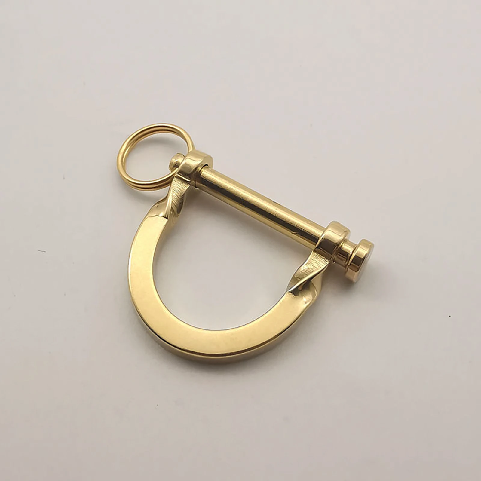 unique design 2 sizes mirror polished brass pin lock bow U Shackle safety Joint Connector FOB KeyChains car key