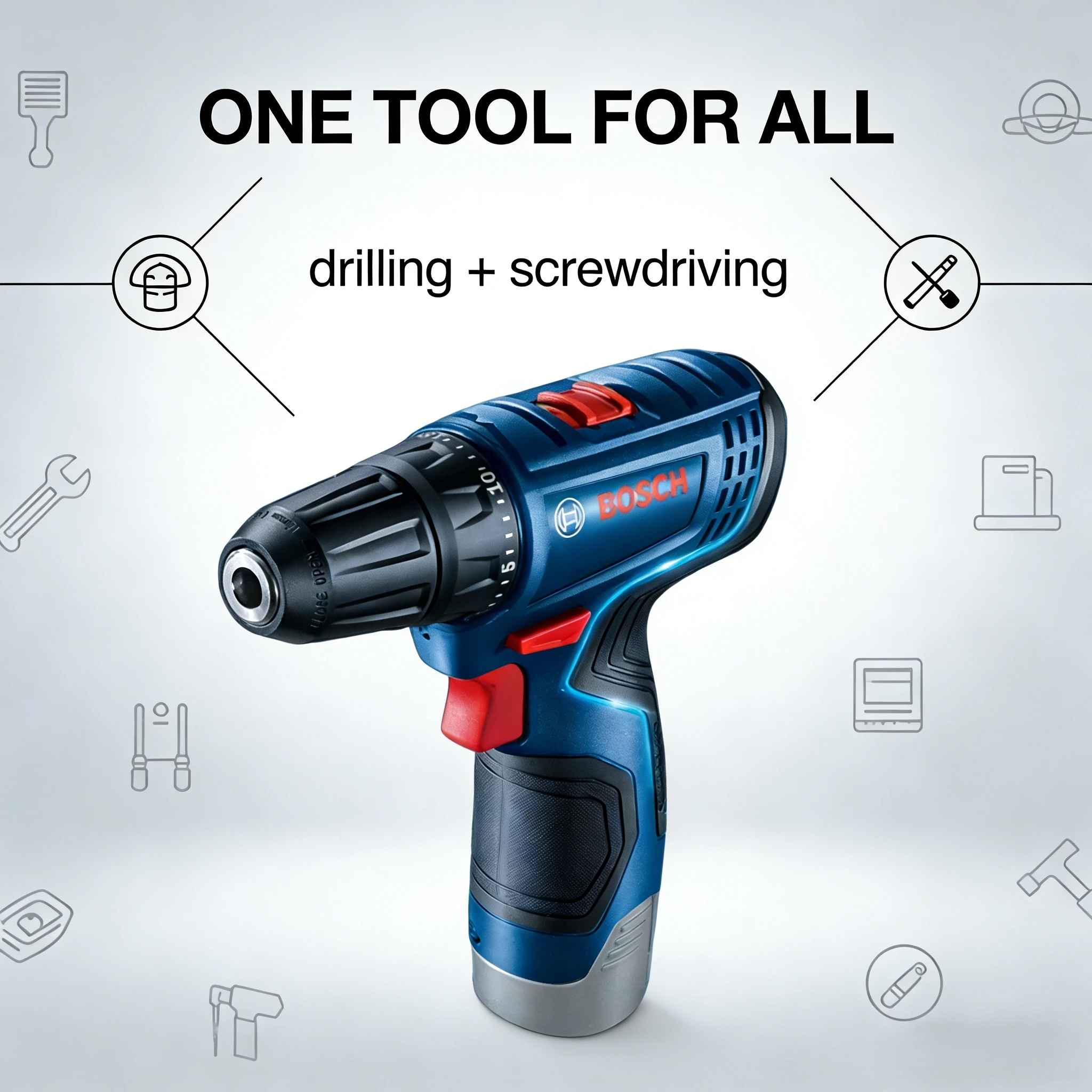 Bosch GSR 120-LI Cordless Drill Electric Screwdriver Lithium-Ion Rechargeable Home Use Hand Drill Pistol Drill Power Tool