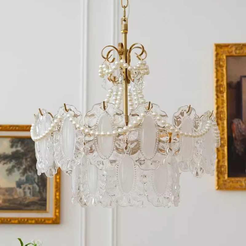 Italian Designer Pendant Lights Vintage Pleated Skirt Glass Hanging Lamp Living Room Luxurious Hospitality Room Adorn Chandelier