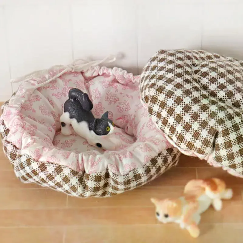 1 szt. Domek dla lalek, salon, dekoracja dla zwierząt, 1/12, symulacja domek dla lalek, mini legowisko dla kota, model z regulowaną matą, rekwizyty do mikro-scen, elementy do budowy.