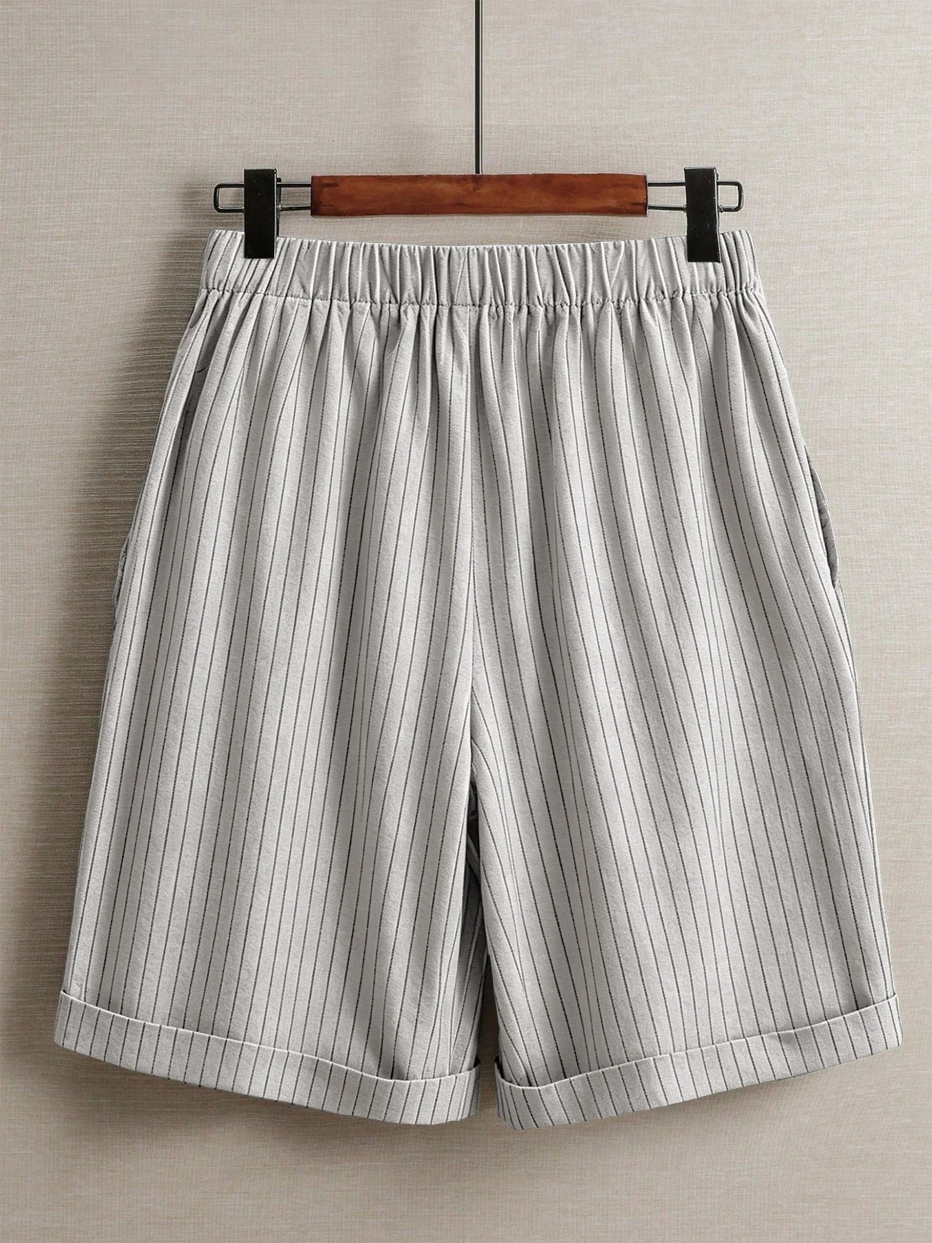 Summer New Women's Striped Short Pants Loose High Waist Casual Wide Leg American Style Five-Quarter Pants Quick Dry Sports Pants