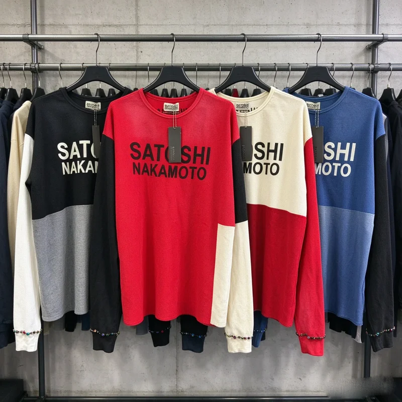 New Long Sleeve Waffle Satoshi Nakamoto T Shirt Diamond Revit Ornament Men Women High Quality Loose Quick Dry T-shirts Tops Tee