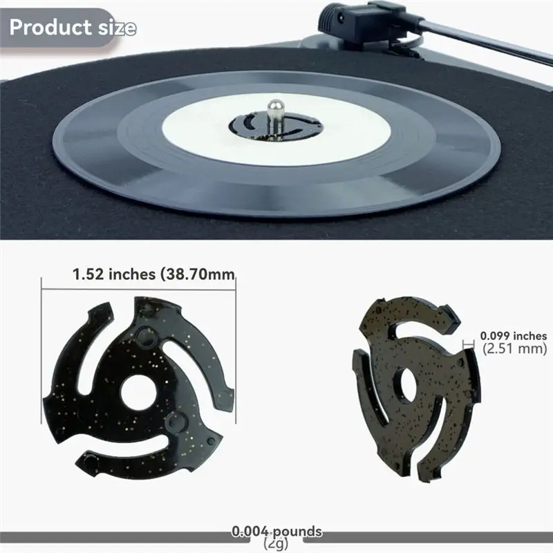 ABMF 45 RPM Vinyl Record Adapter Turntable Phonograph Conversion Base for EP 7 Inch Records Black ABS