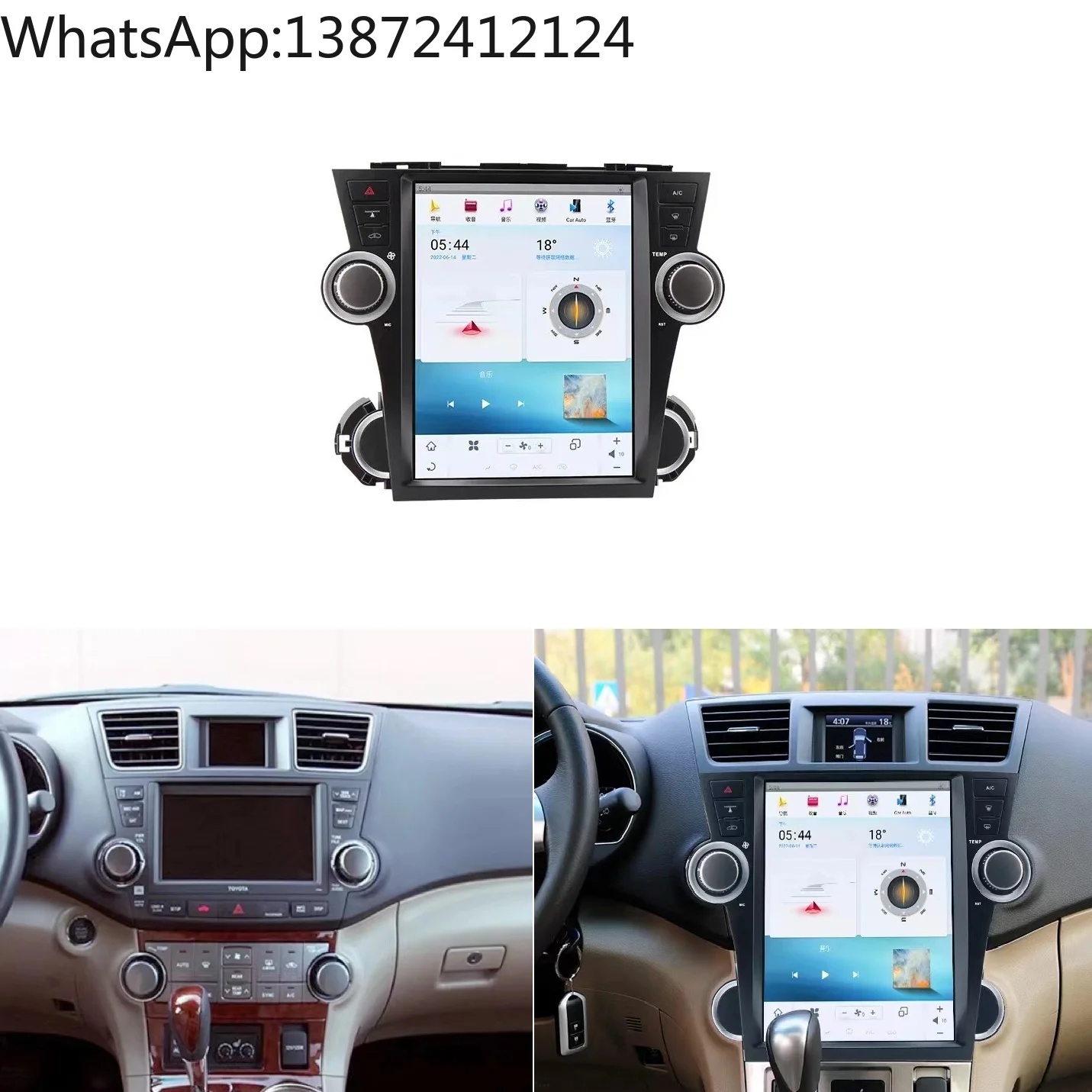 

12.1 " Android 13 Car Screen for Toyota Highlander Kluger XU40 2008~2013 Car Radio Player Stereo GPS Radio Navigation