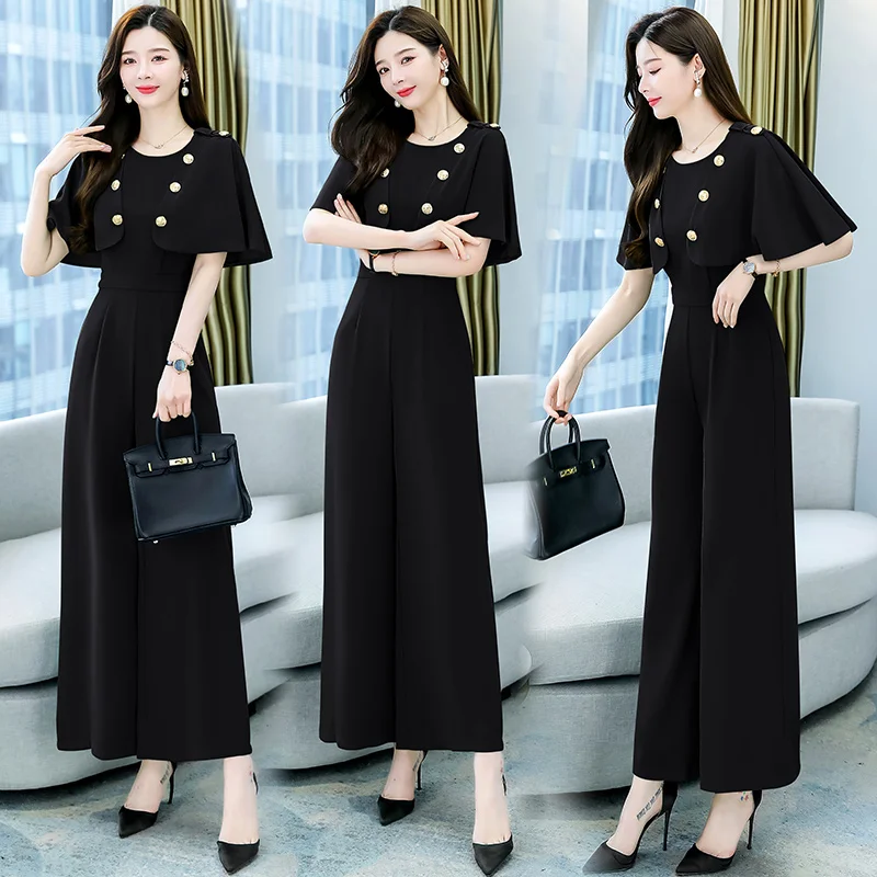 Mono de moda de verano para mujer, traje de oficina para mujer, mono largo de retales, pantalones de pierna ancha