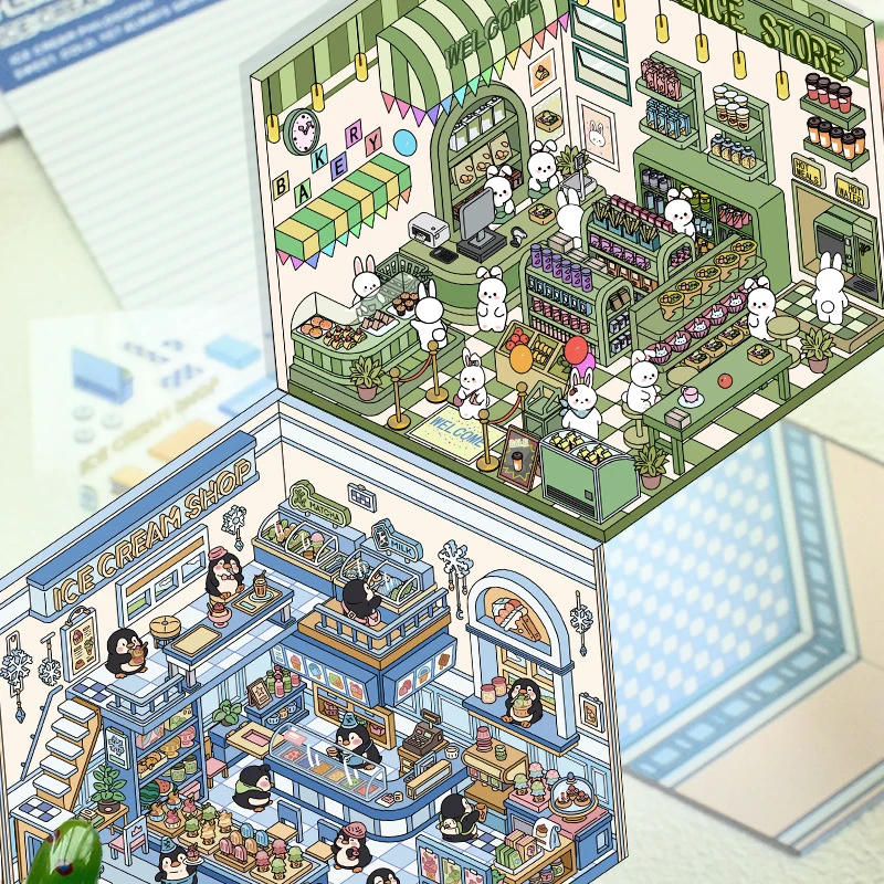 1 компл. 3D наклейка «сделай сам», штабелирование сцены кабины, трехмерные милые детские наклейки с героями мультфильмов, наклейки «сделай сам», подарки для ручного счета