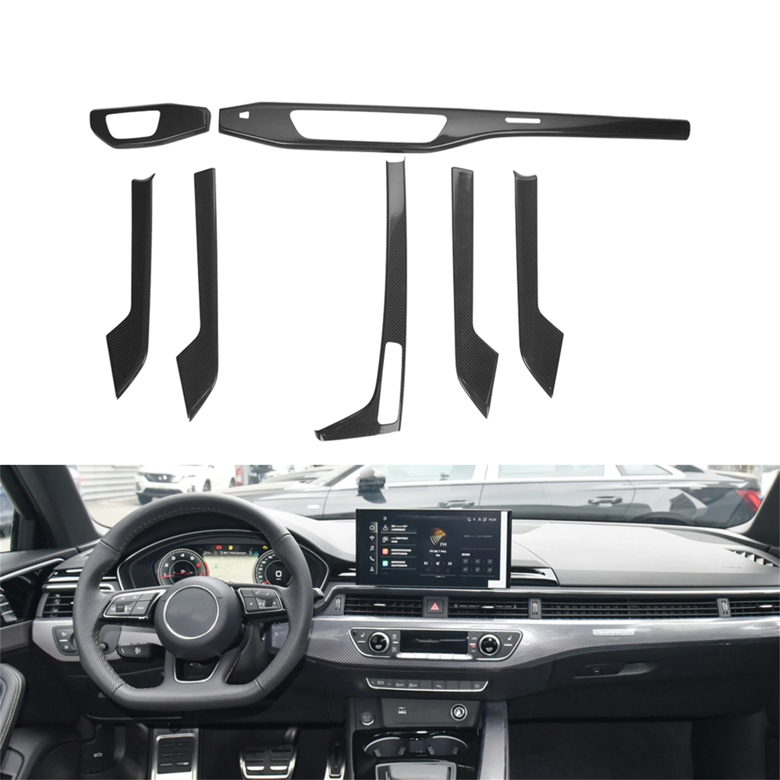 

7pcs Car Interior Center Console Panel Frame Trim For Audi A4 B9 S4 2017 2018 2019 2020 2021 2022 2023 2024
