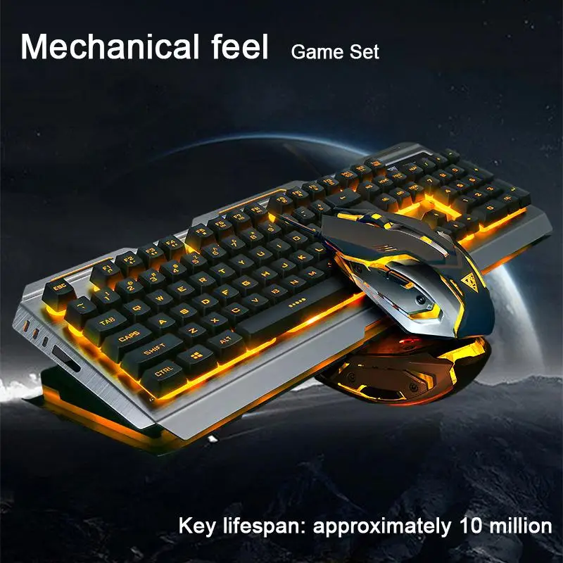 

Mechanical Touch Keyboard And Mouse Set Laptop Desktop Luminous Wired Game Keyboard Computer Accessories As A Gift For Men