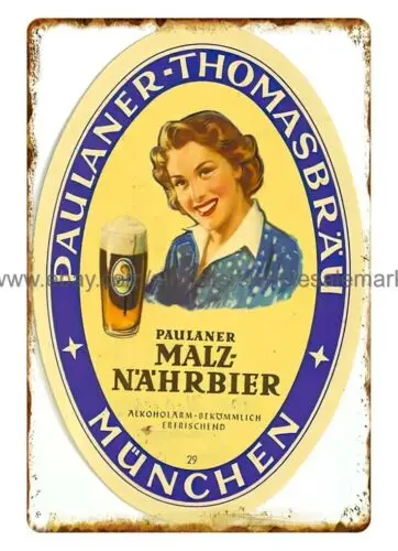 interior design Paulaner Malz Nahrbier beer Bar Table Diner metal tin sign