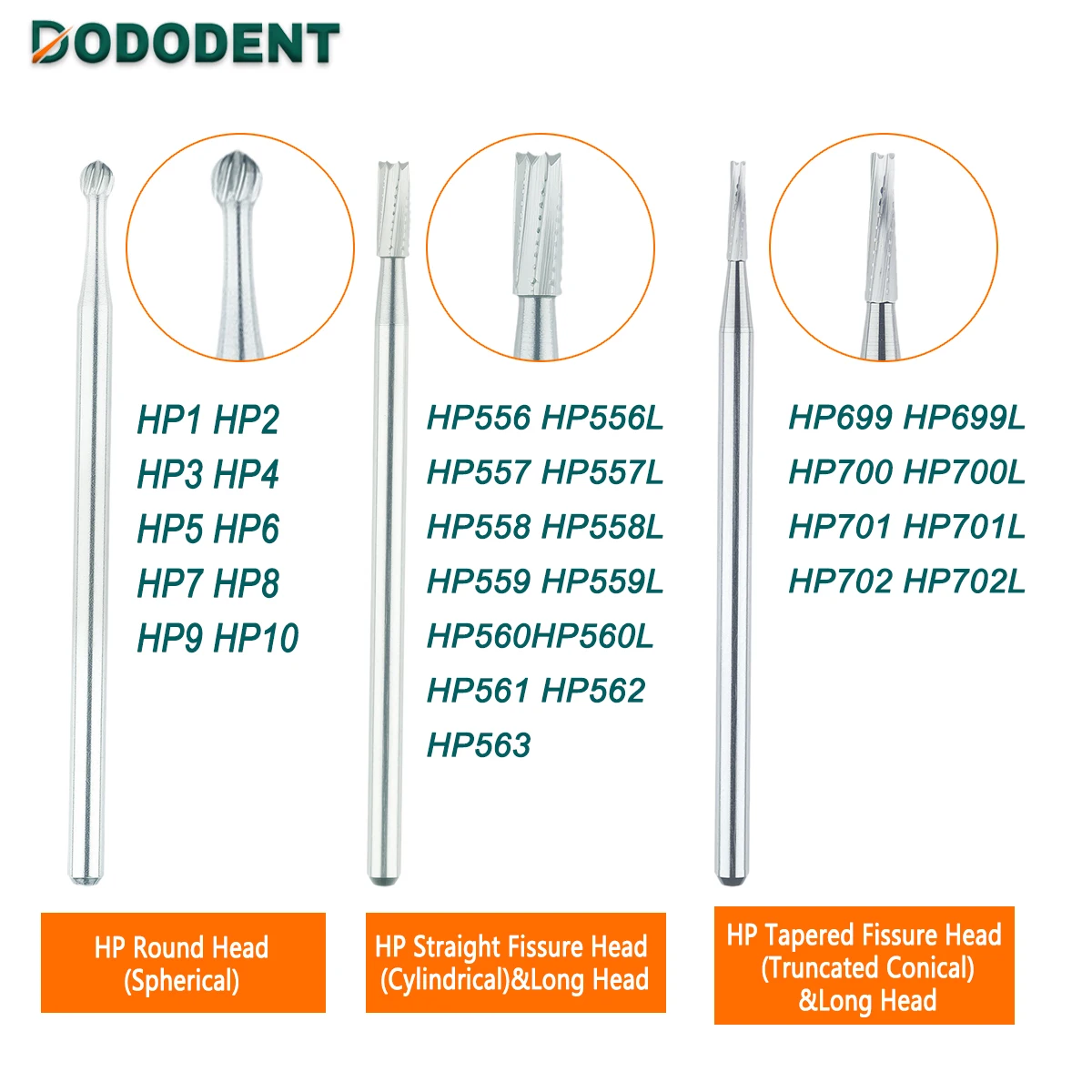

6Pcs/Box Dental strawberries Tungsten Carbide Burs Low Speed Straight Fissure Head Tapered Fissure Drill Bits Round Head Drills