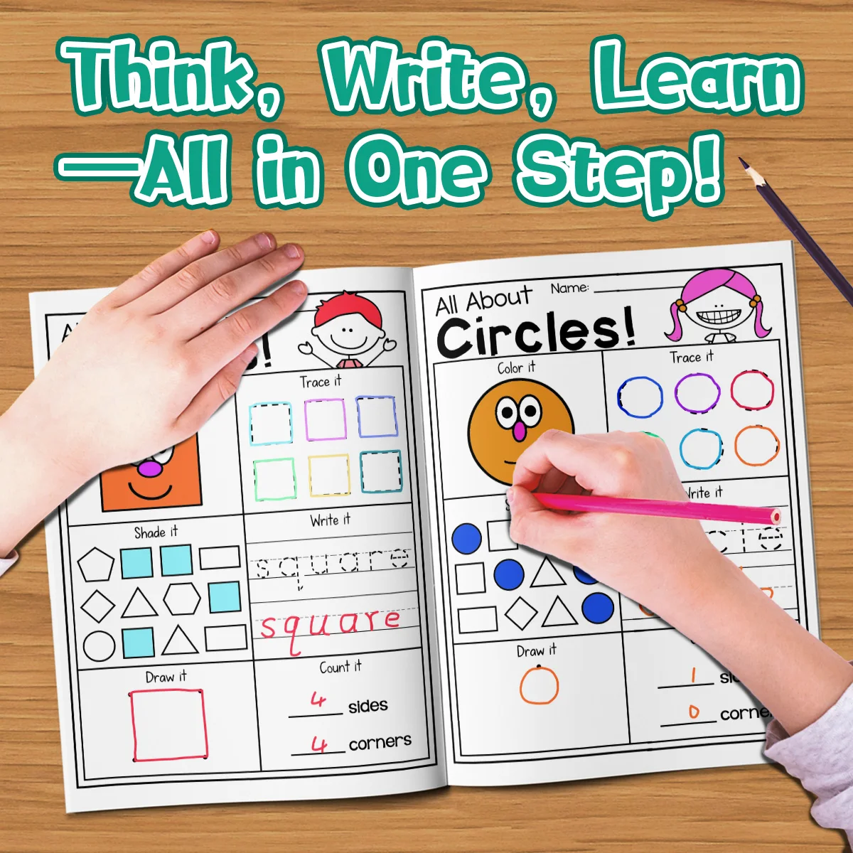 2D & 3D Shapes Worksheets for Homeschool & Classroom - Math Practice Sheets with Color & Count, Identifying Geometric Shapes