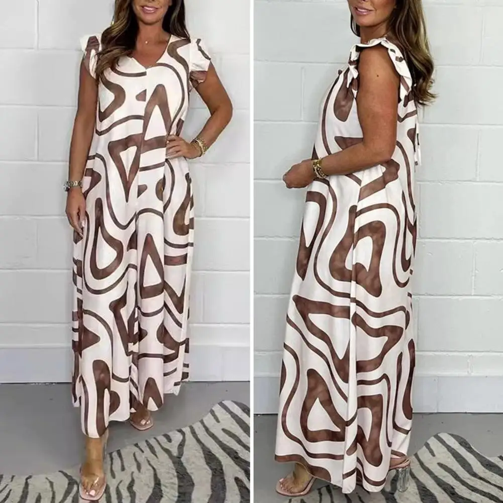 Printed Jumpsuit Stylish Summer Jumpsuit Vibrant Print Details Wide-leg Design for Effortless Vacation Travel Style Women