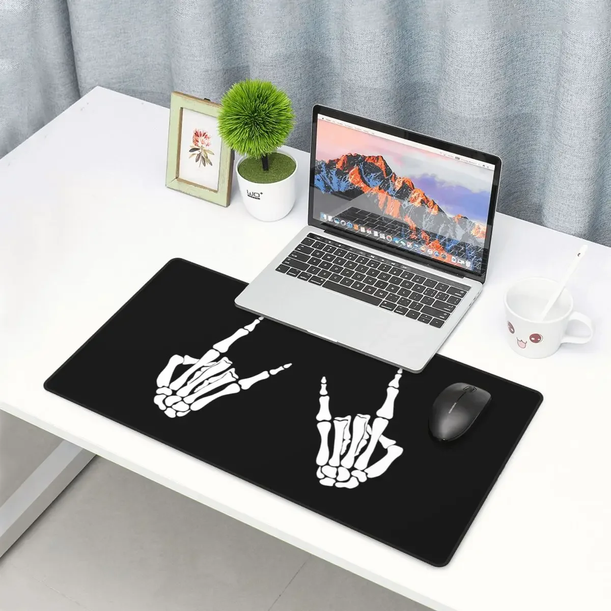 Large Mouse Pad Skeleton Hands Gestures Print  Gamer PC Laptop Mats Keyboard Carpet Computer Gaming Office Accessories Desk Mat
