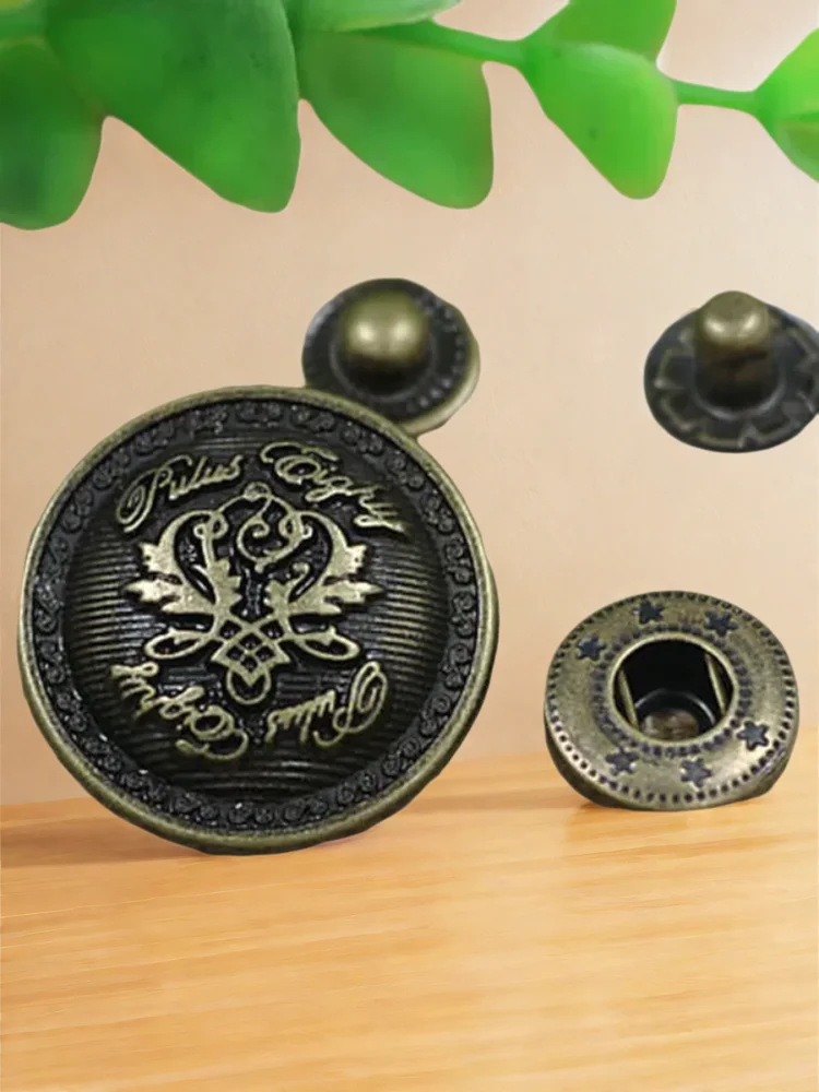 Duży rozmiar Retro brązowy metalowy zatrzask Poppers, zestaw zatrzasków, narzędzia do szycia DIY, rękodzieło skórzane, wysoka jakość, 10 zestawów — zdjęcie 2