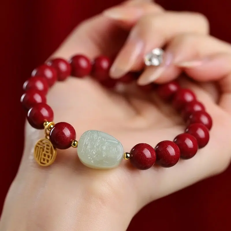 Mother's Primordial Year Natural Mineral Red Cinnabar Bracelet Female Primordial Buddha Rabbit Bracelet