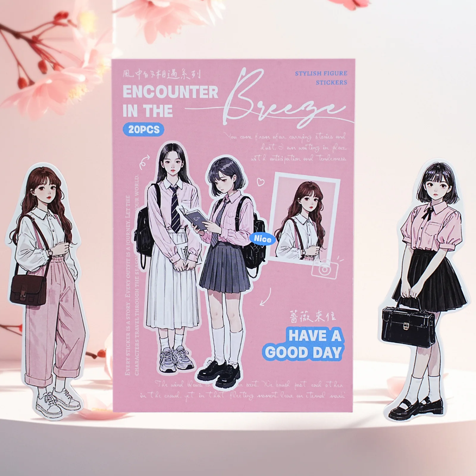 20 Buah/1Lot Stiker Alat Tulis Kawaii Pertemuan Di Angin Jurnal Sampah Dekoratif Buku Tempel DIY Stiker Kerajinan