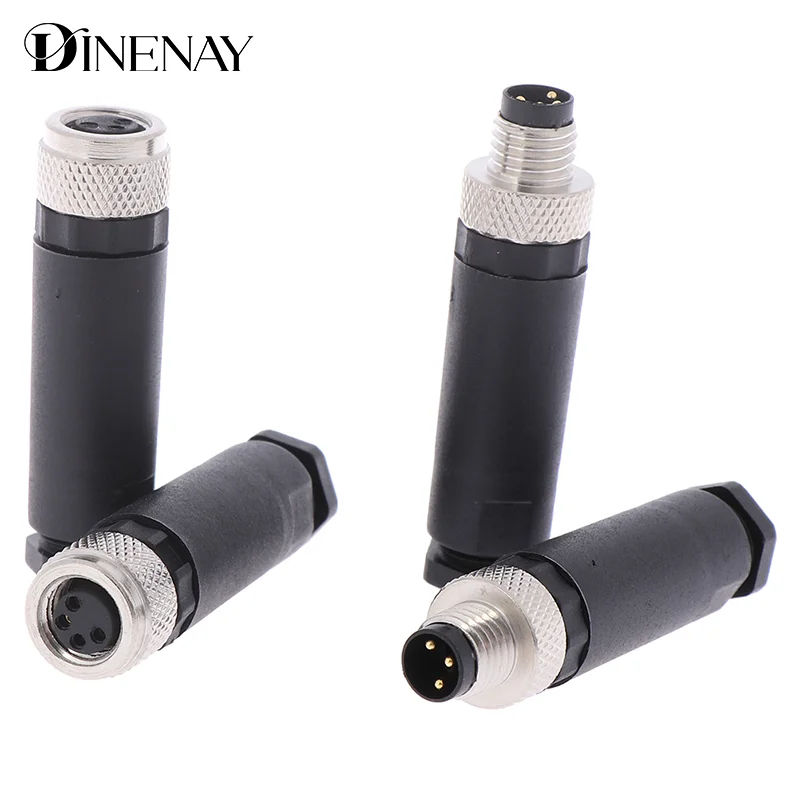 1Pc M8 Sensor Connector 3/4 Pin Male/Female Straight Angle Plug