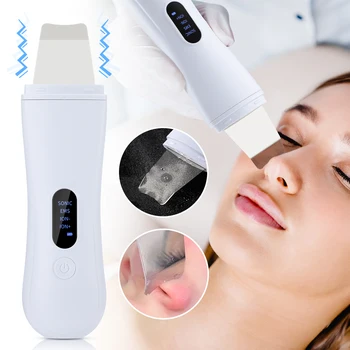 Ultrasonic Skin Scrubber Skin Spatula Ion Deep Face Cleaning 4 Modes Facial Lifting…