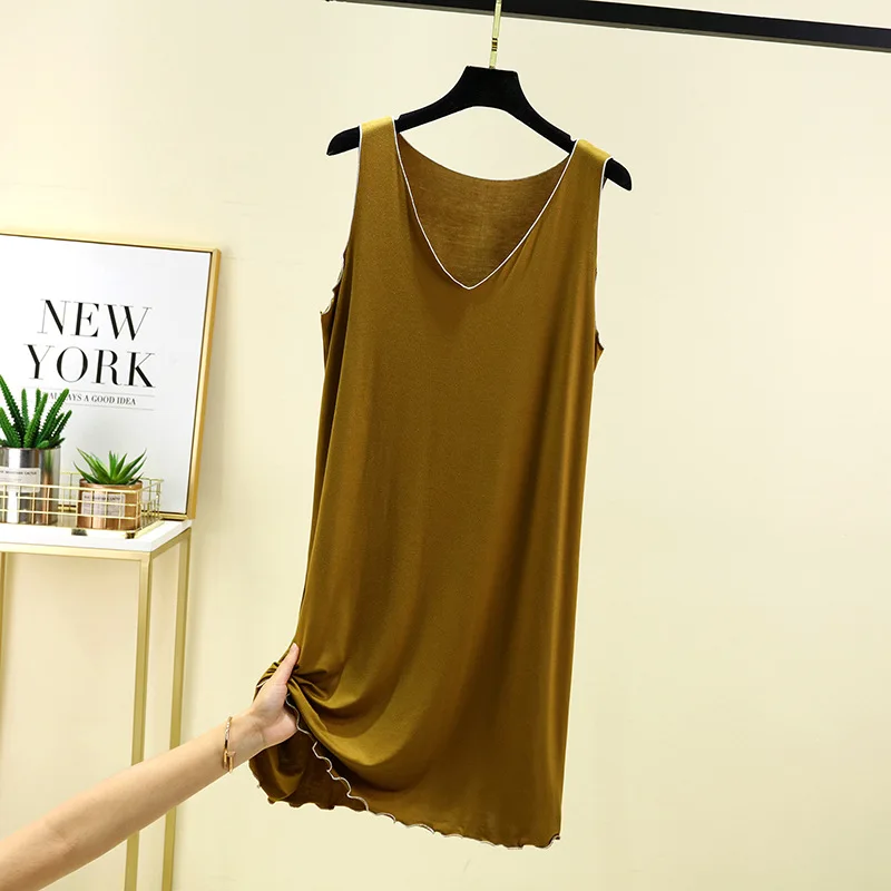 Camisón de Modal para mujer, pijama de moda japonesa sin mangas, ropa de dormir suelta, chaleco fino para el hogar, novedad de verano 2024