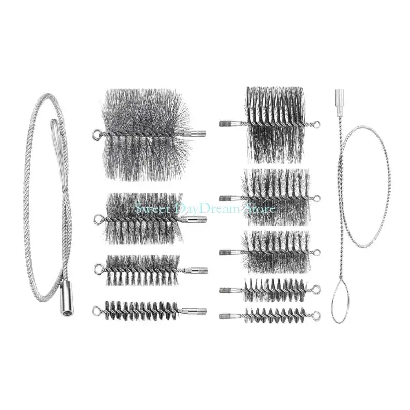 

Y88C Chimney Sweeps Boiler Stove Pipe Cleaning Brushes Carbon Steel Wire Pipe Brush Set Fireplaces Cleaning Tools Enduring