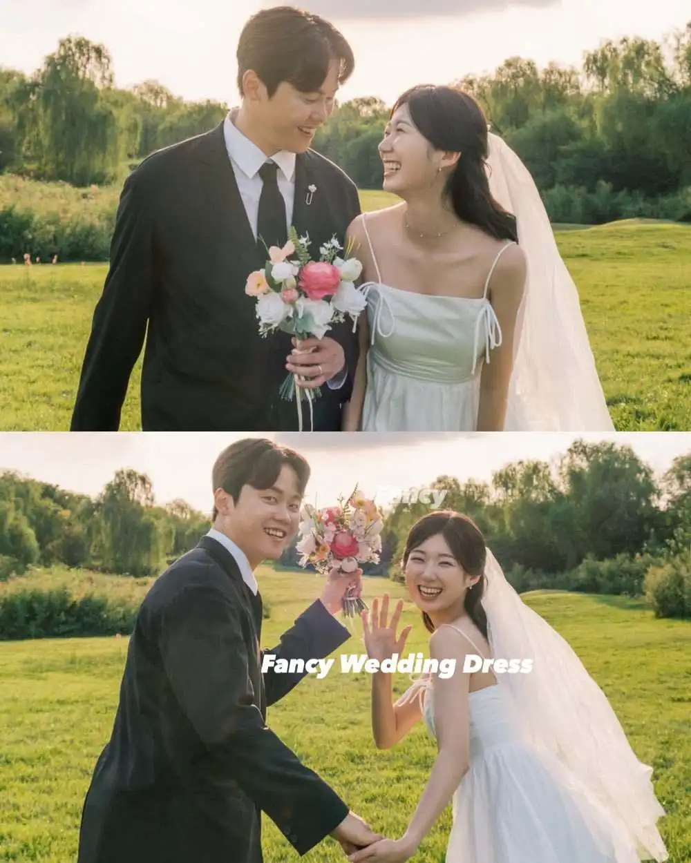 Fancy Simple Mini Short Korea Wedding Dress Photoshoot A Line Taffeta Evening Gown Back Corset 웨딩드레스 Customized