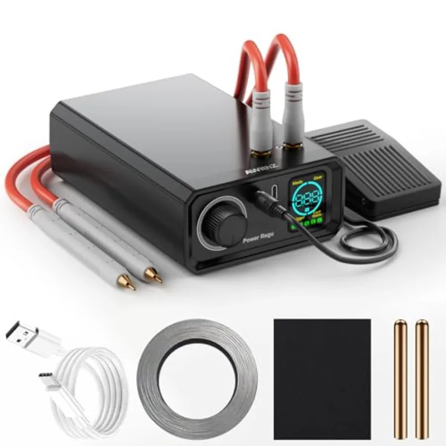 

9000W Battery Spot Welder Rotary Knob Operation 100 Gears Adjustable Feet Pedal Operated 0.1-0.3mm Spot Welder with Dual Pulse