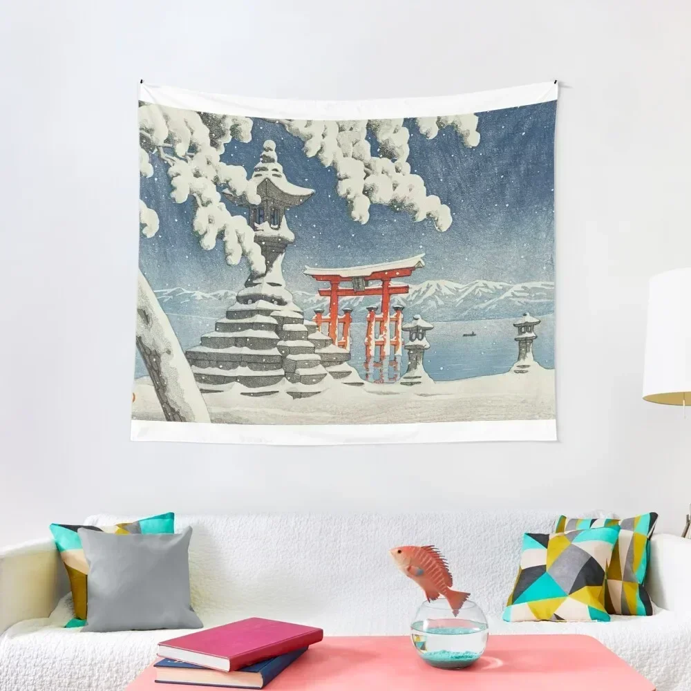 Japanese Print - The red torii - Kawase Hasui - 1932 Tapestry Christmas Decoration Decoration Bedroom Wall Decorations Tapestry