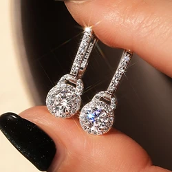 IOGOU Luxury S925 Silver 5mm 0.5ct Moissanite Dangle Hoop Earrings for Women Real Moissanite Diamond Jewelry Wedding Party Gift