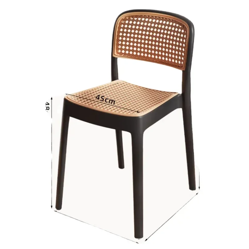 Thickened Dining Chairs Plastic Imitation Rattan Restaurant Chair Breathable Back Computer Chair Superimposed Home Furniture