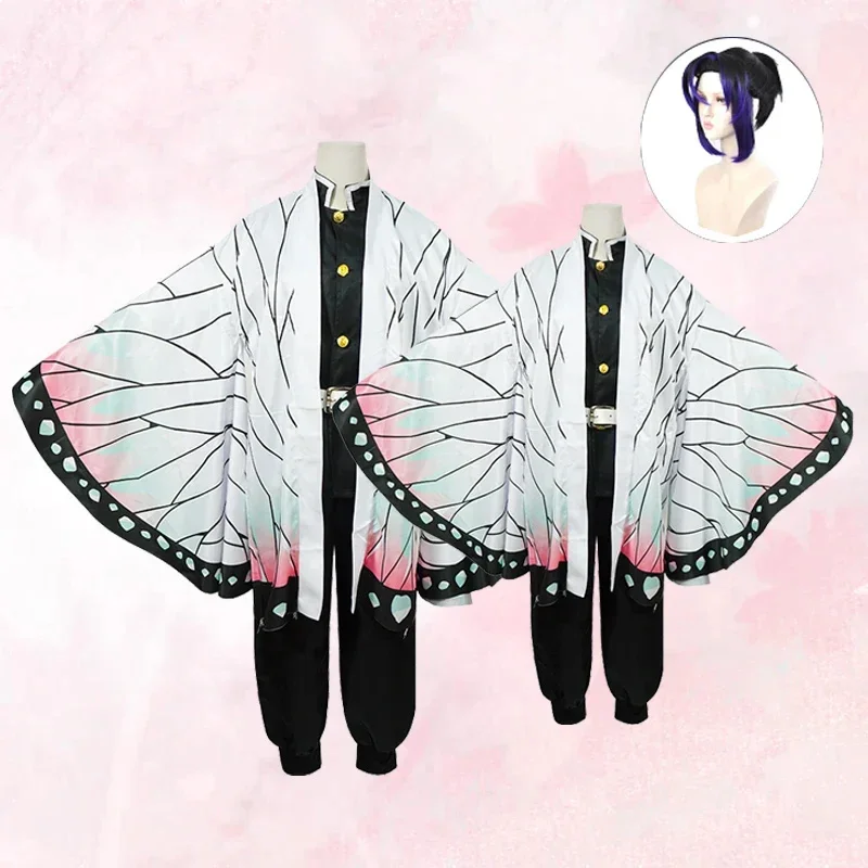 

Kochou Shinobu Cosplay Kostuum Anime Demon Slayer Cosplay akken Uniform Pruik Halloween Feest Kostuum Volwassen Kinderen