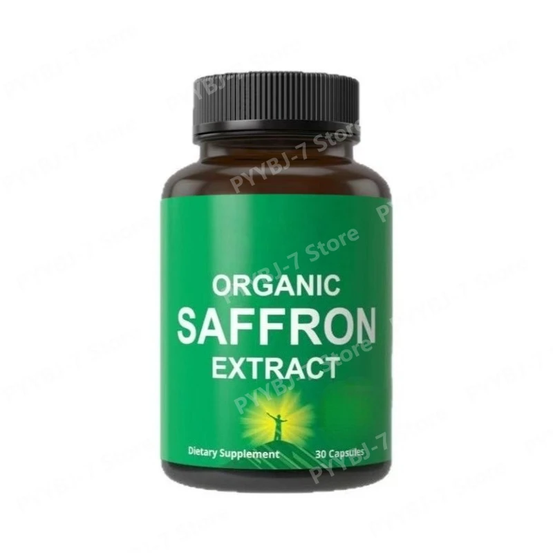 

Organic Saffron Extract Capsules with Prebiotic Fiber Plant Based Dietary Supplement 30 Vegan Capsules