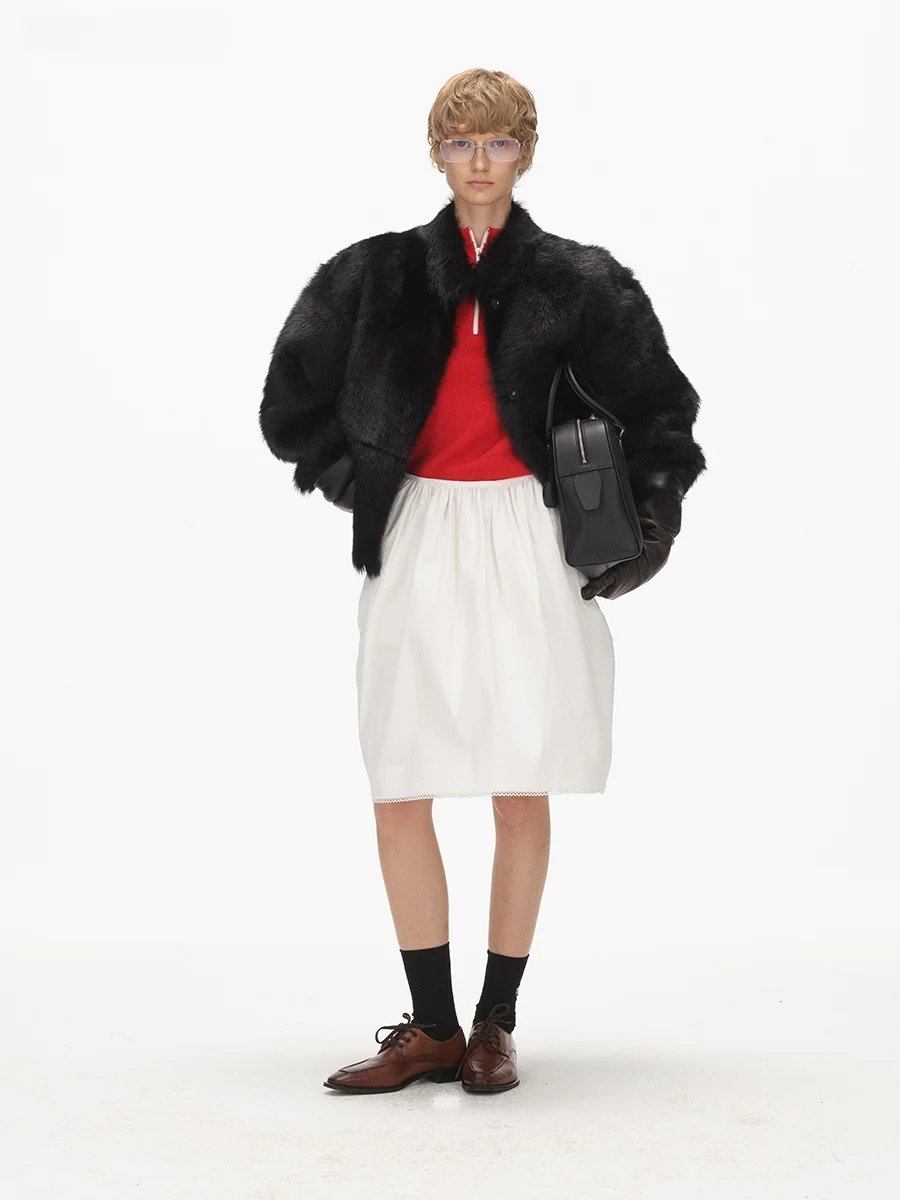 

Юбка А-силуэта Ade Ele с плиссировкой и оборками, свободный крой, повседневная одежда, смесь нейлона и хлопка