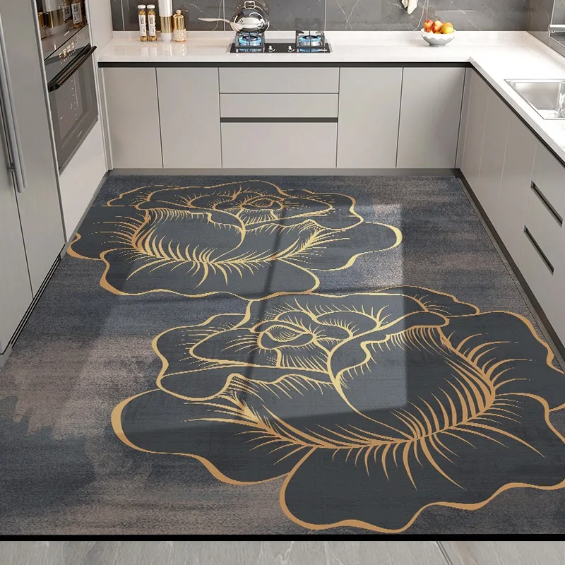Retro Kitchen Floor Mat PVC Waterproof Oil-proof Wipeable Washable Soft Mat Non-slip Stain-resistant Balcony Mat Ковер Tapis 러그