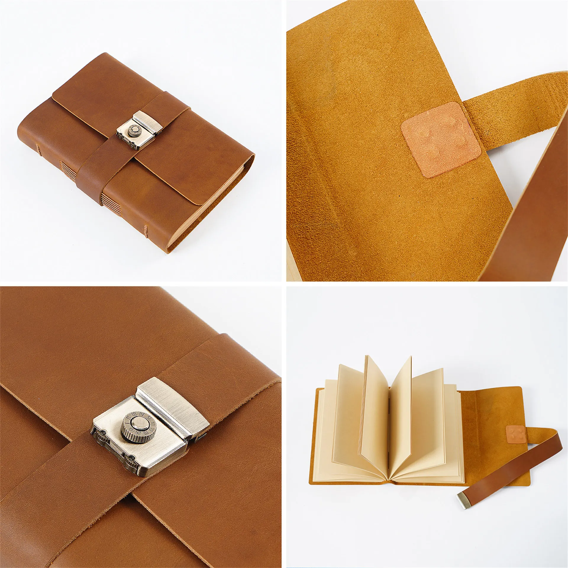 Genuine Leather Notebook notebook password lock sketchbook gifts men and women retro handmade leather notebook