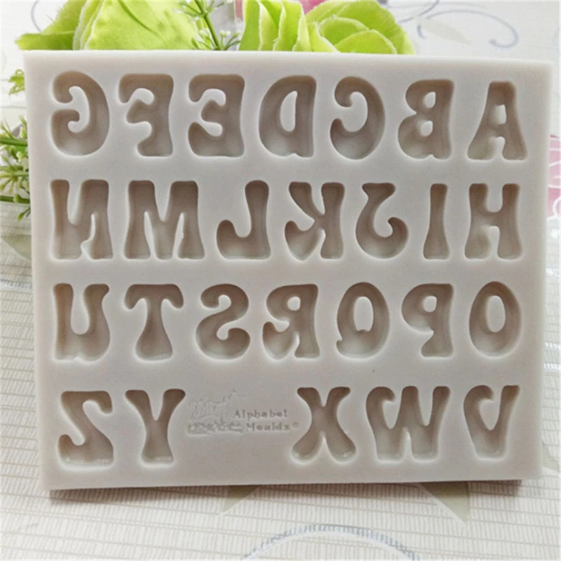 26 Letter Fondant Molds Alphabet Number Chocolate Silicone Mold For Birthday Party Cake Decoration Cupcake Topper Chocolate Clay