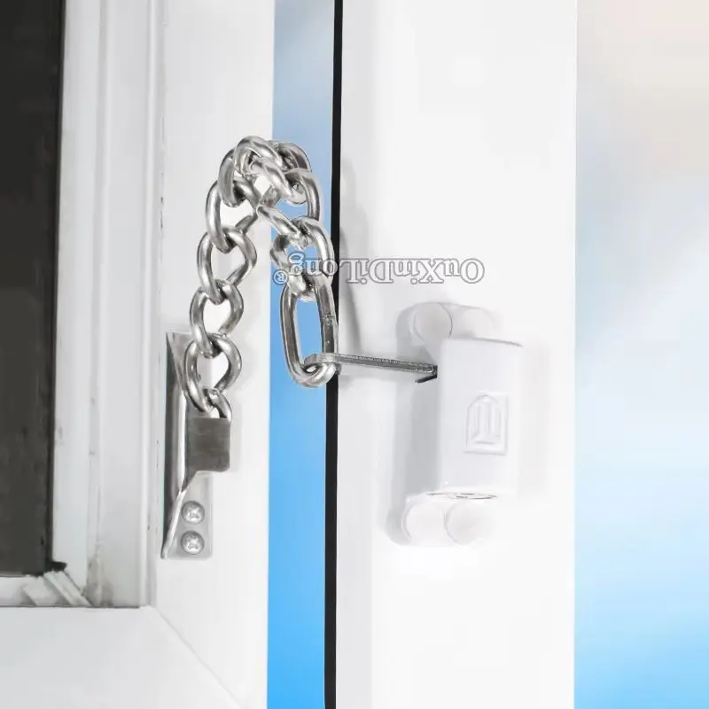

Brand New 1Piece Plastic Steel Flat Window Locks Home Anti-theft Door Chain Locks Protect Children Open Window Limit Locks