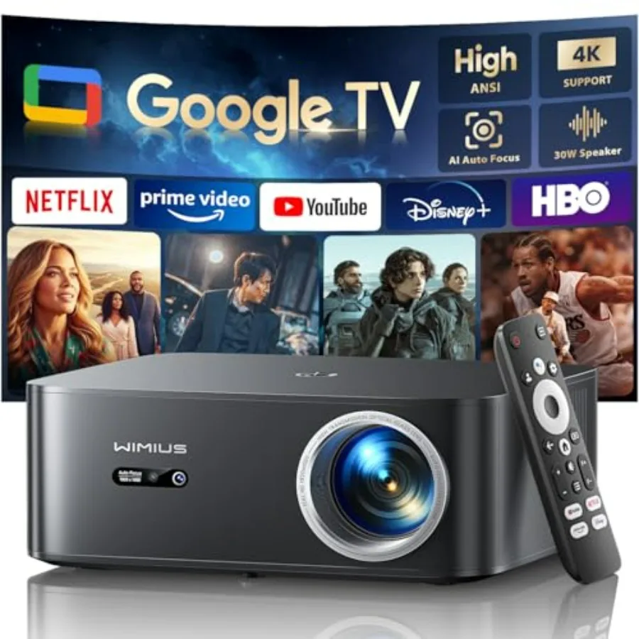

Умный проектор с Wi-Fi и Bluetooth для дома и улицы, поддержка 4K, черный, автофокус, коррекция трапецеидальных искажений, голосовое управление, совместимость с N