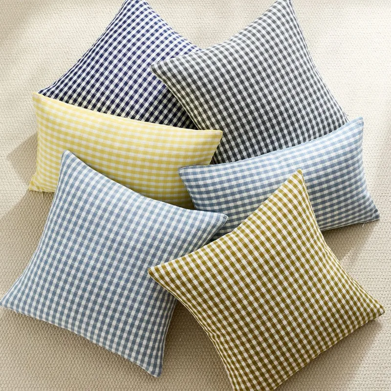 

2PCS Outdoor Waterproof Cushion Cover Set Modern Striped Grid Home Cushion Case Water-resistant Stain-proof Throw Pillow Covers