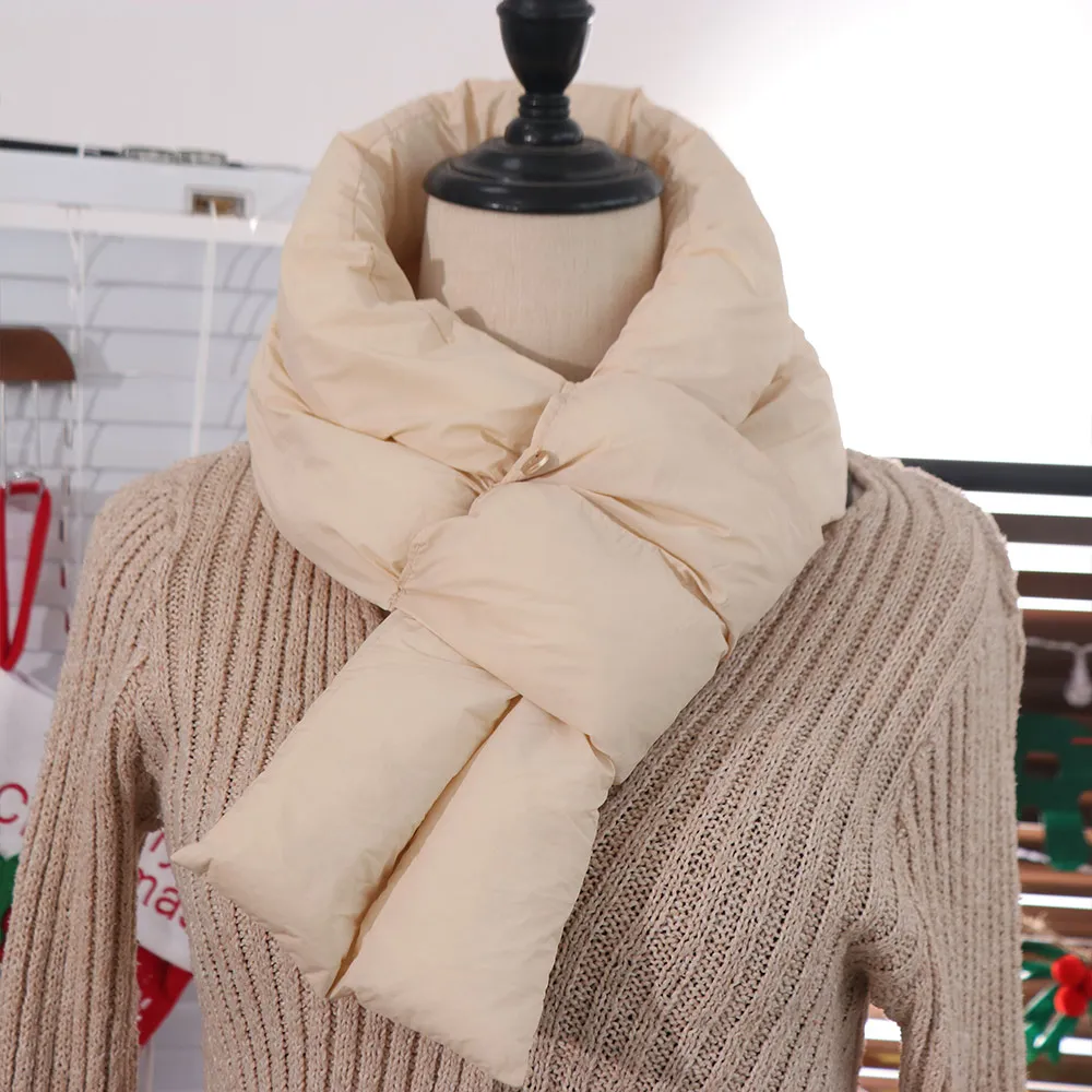 Fashion Solid Color Cotton Padded Scarf Windproof Keep Warm Down Neck Scarf Apparel Accessories Thermal Neckerchief Cycling