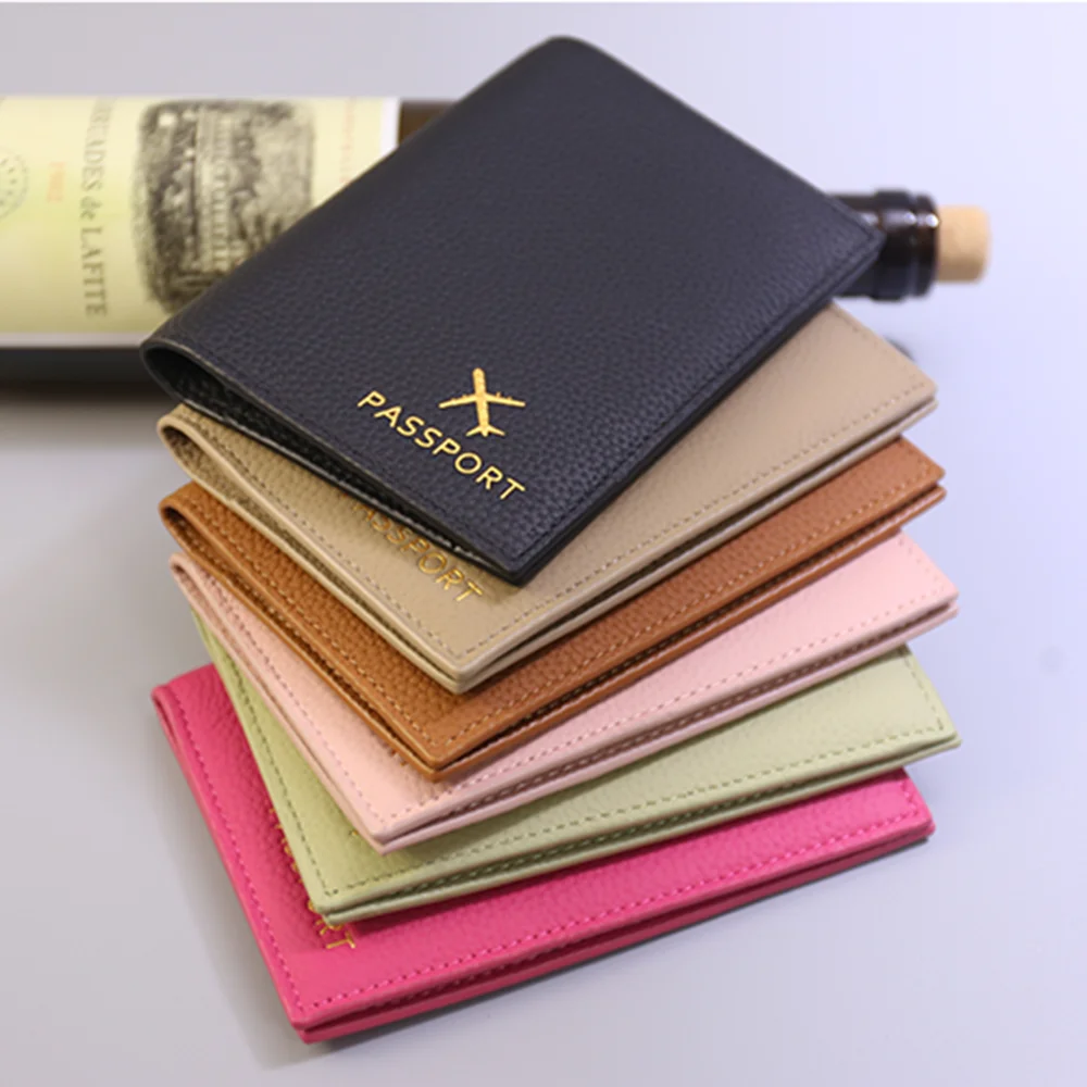 Luxury Genuine Leather Travel Passport Wallet Custom Initial Passport Credit Card Holder Set Personalize Name Gift Dropshipping