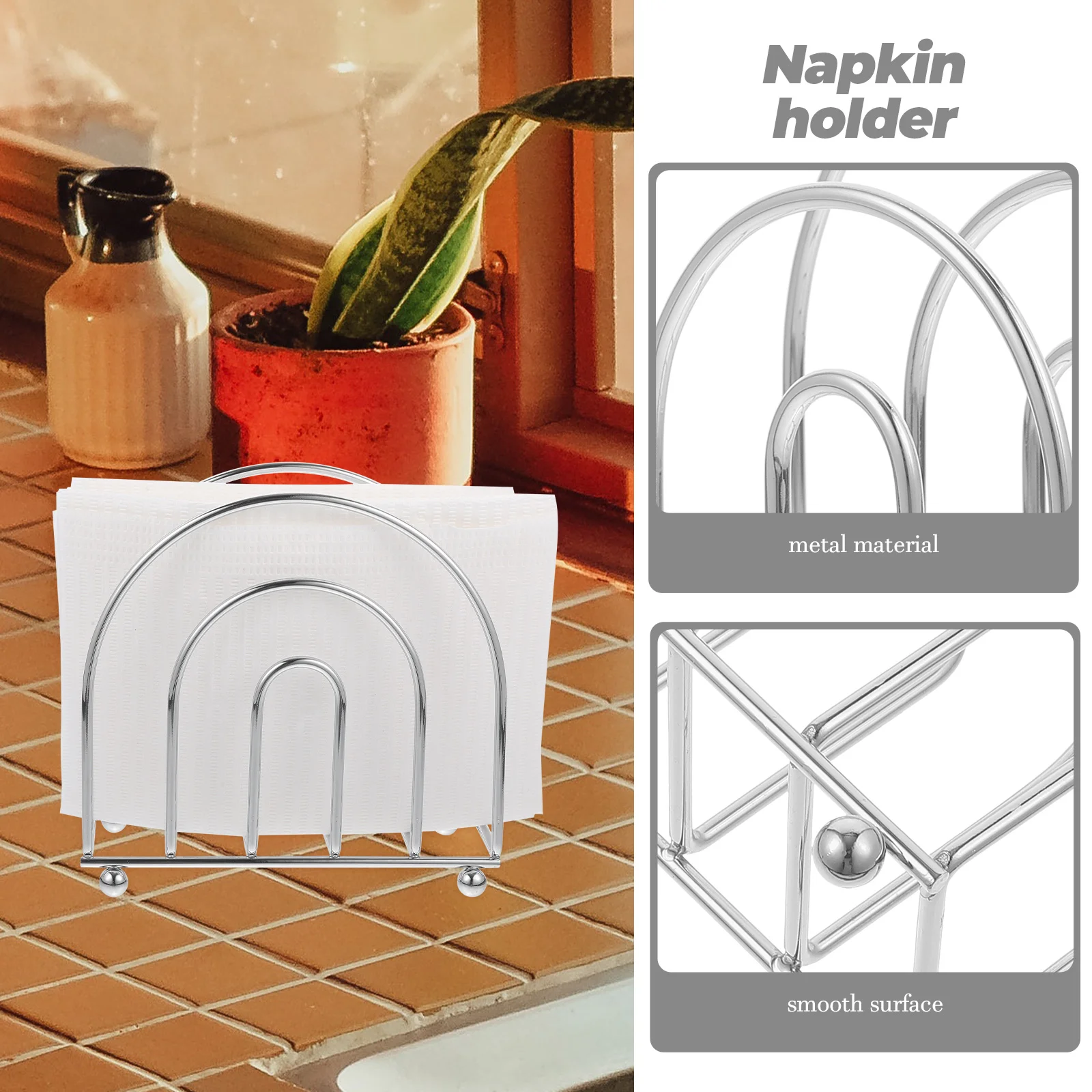 

Sturdy Steel Tissue Bathroom Modern Decorative Metal Napkin Stand Space Saving Toilet Paper Holder For Home Office Restaurant