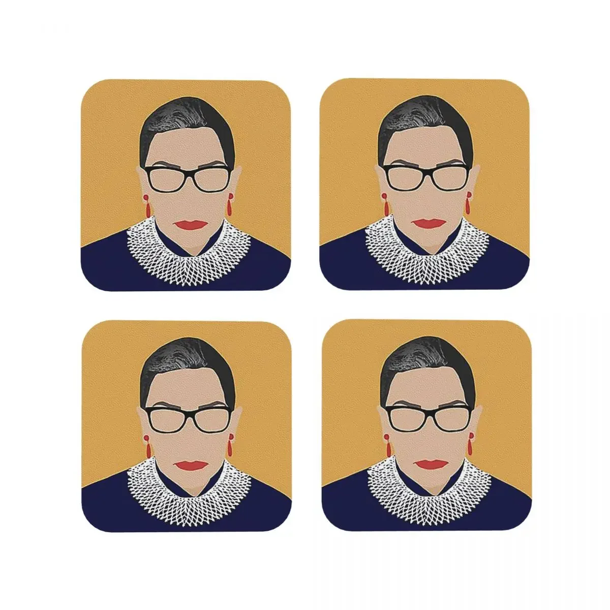 Ruth Bader Ginsburg Coasters Kitchen Placemats Non-slip Insulation Cup Coffee Mats For Decor Home Tableware Pads Set of 4