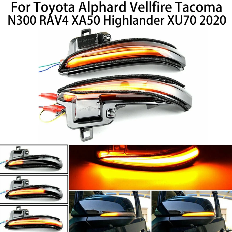 

For Toyota Alphard Vellfire Tacoma N300 RAV4 XA50 Highlander XU70 2020 Car Side Mirror LED Dynamic Signal Light Sequential