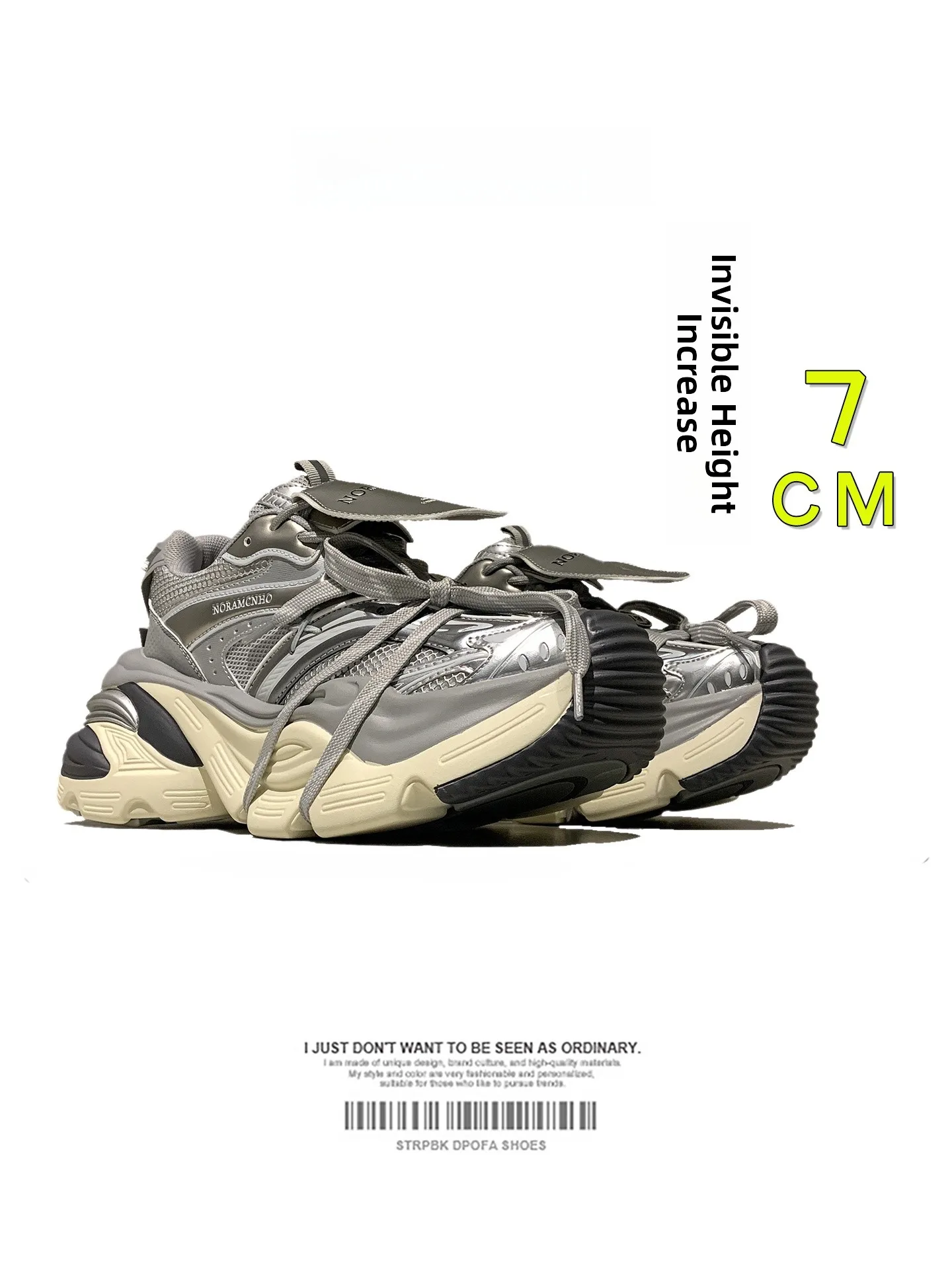 

Кроссовки Zhang Jie с толстой подошвой, повседневные, на шнуровке, увеличивающие рост, легкие, универсальные, весна 2026, парные