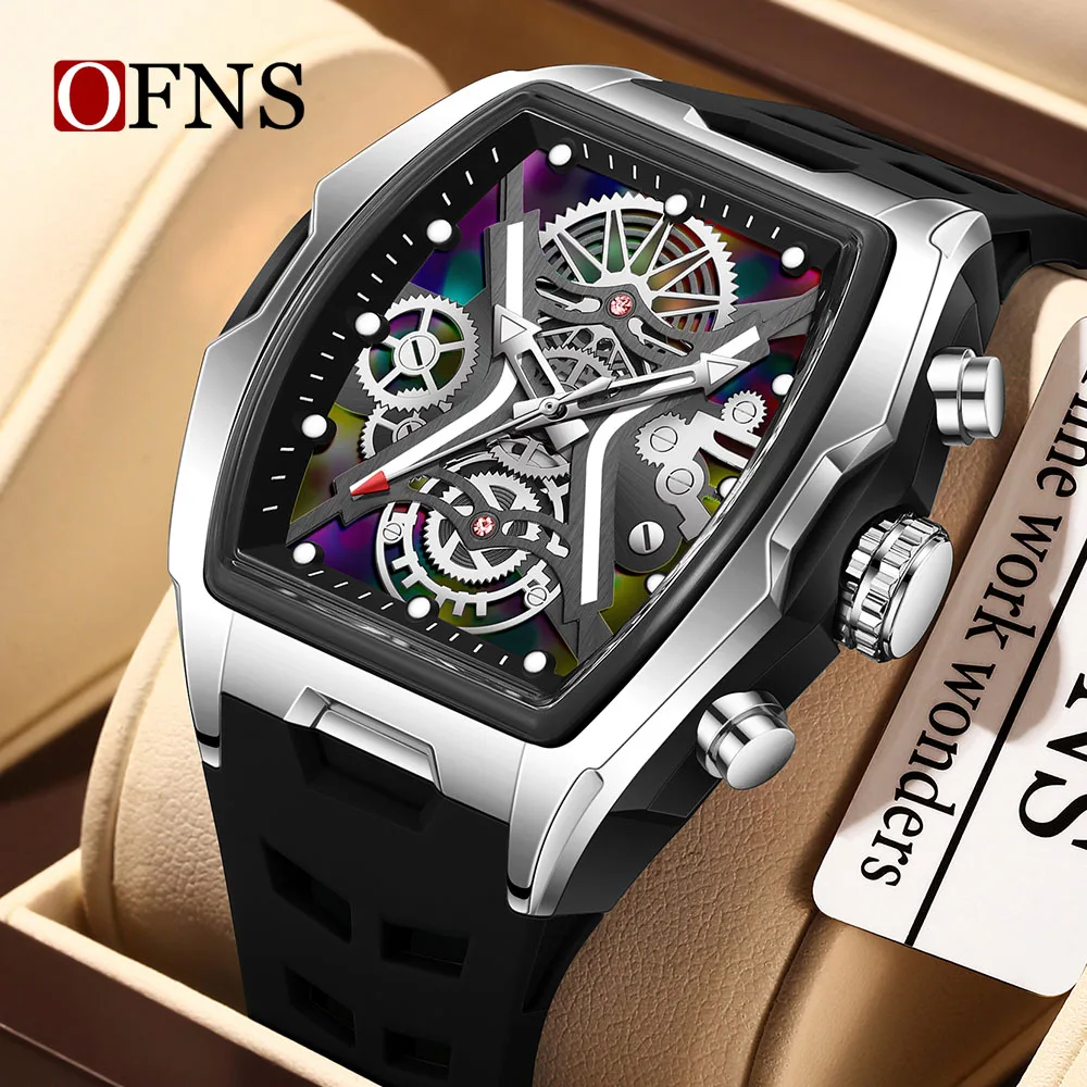 OFNS1213 Fashion Men's Quartz Watch Luminous Wristwatch Waterproof Silicone Strap Sports Leisure Watches for Man Reloj Hombre -2